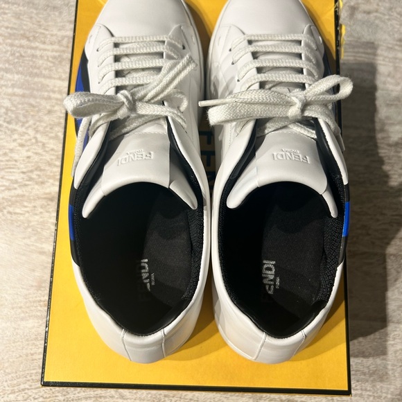 Fendi Low Top size 10 White/blue Great condition only worn once